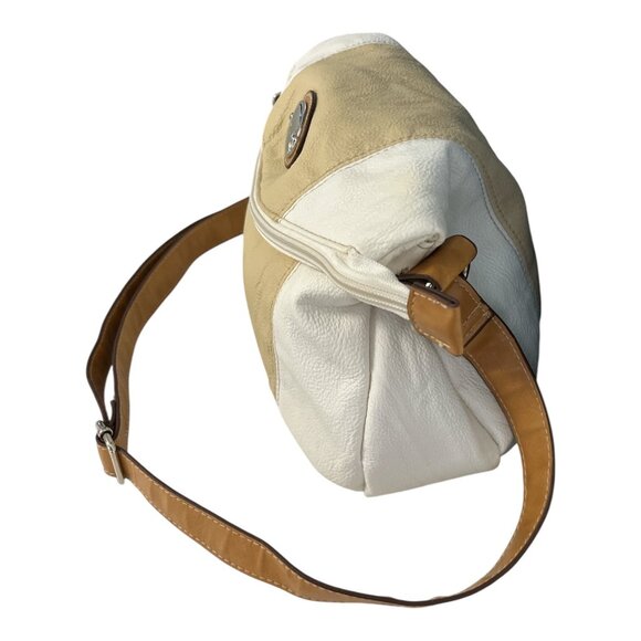 Harvé Benard Crossbody Shoulder Bag – White and Beige with Tan Strap - Picture 3 of 10